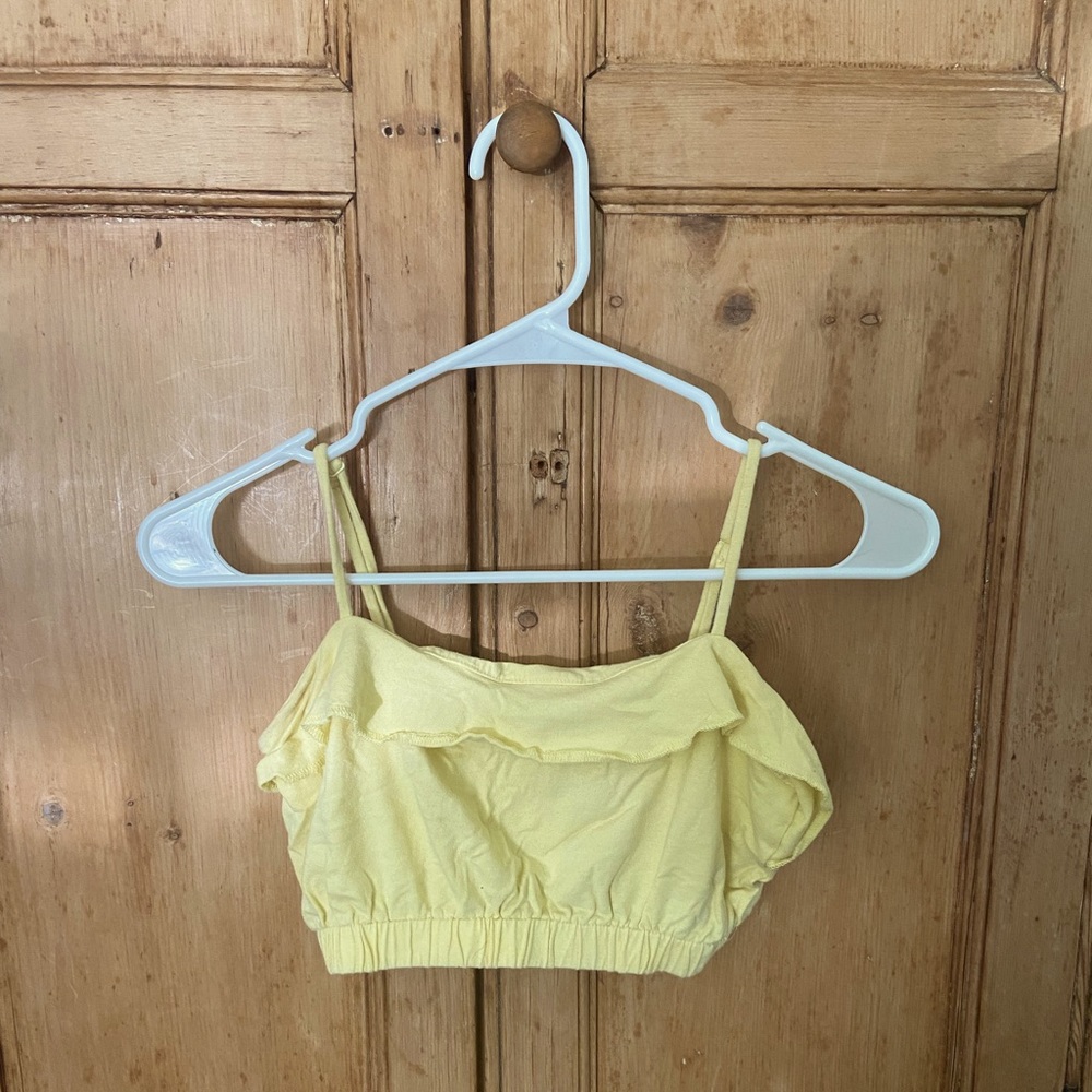 L.A. Hearts PacSun yellow ruffle crop tank top, XS